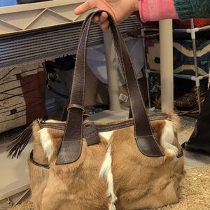 NWOT Brown Leather and Fur Women's Bag